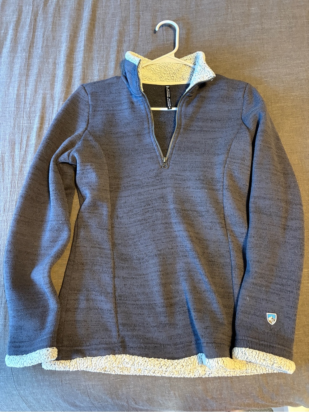 Women’s Kuhl Gray Quarter-Zip Sherpa-Lined Sweater
